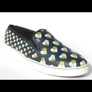 NEW COACH C117 Slip On Hearts Sneakers